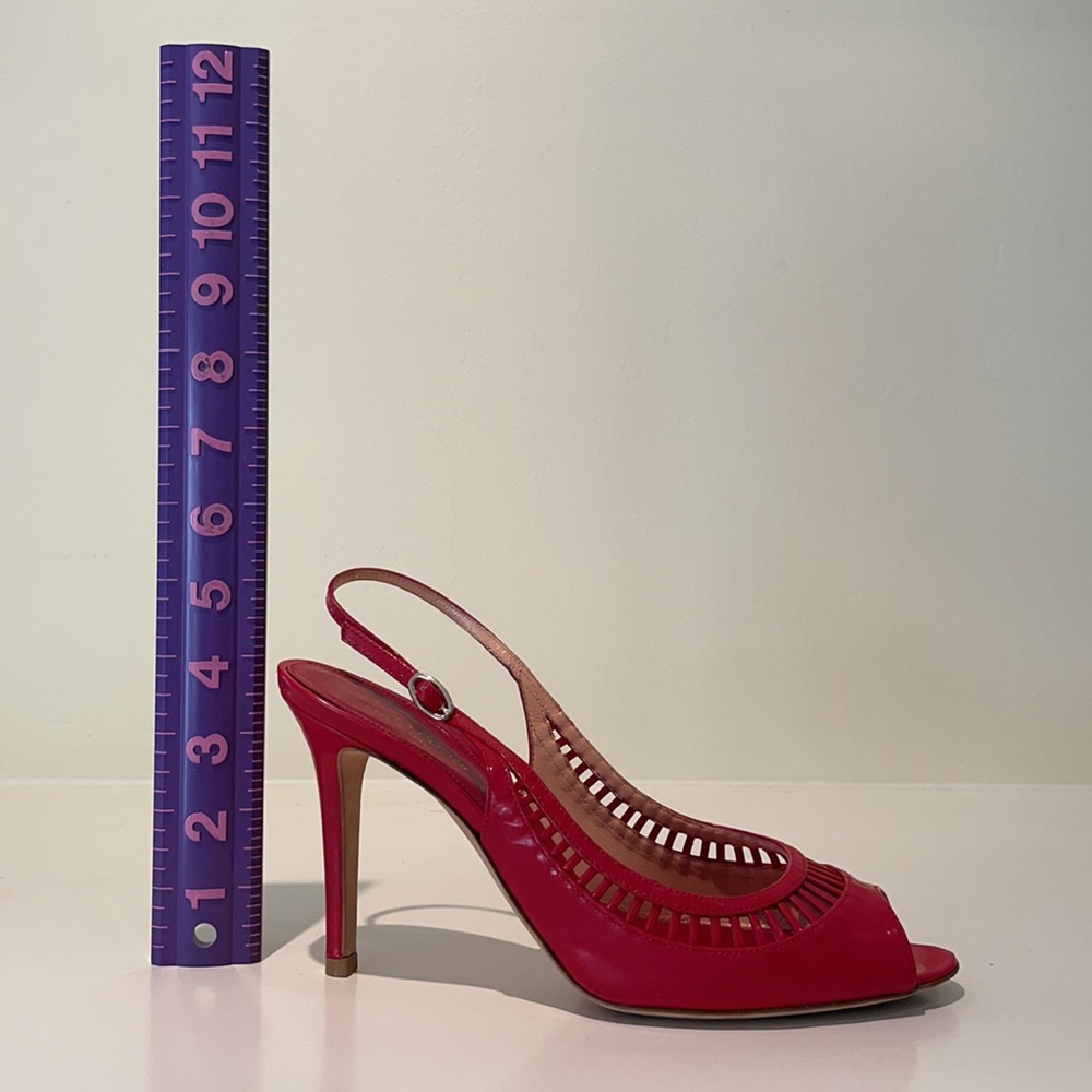 Sergio Rossi red patent leather sz 38.5 heels EUC - Picture 5 of 7